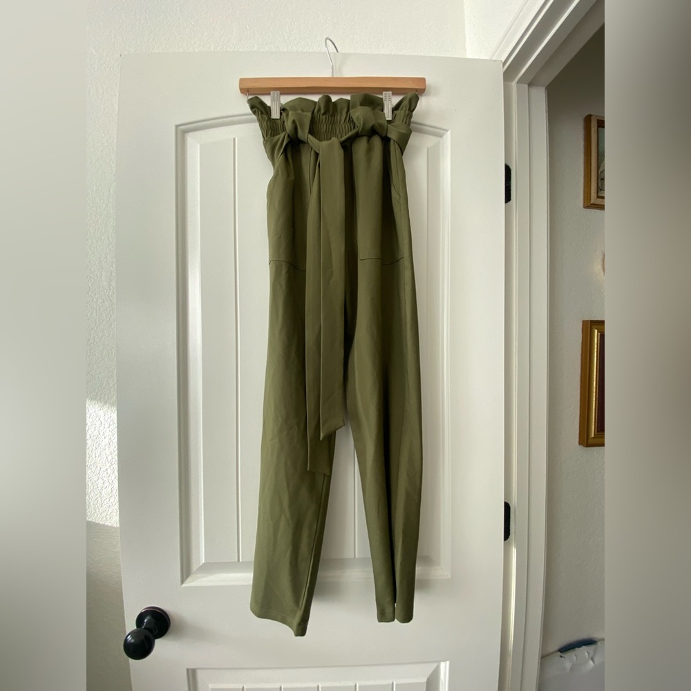 Olive Paperbag Waist Trousers
